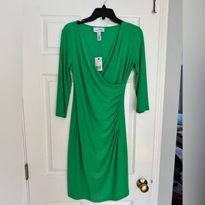 Joseph Ribkoff Island Green Draped Midi Dress, Size 8